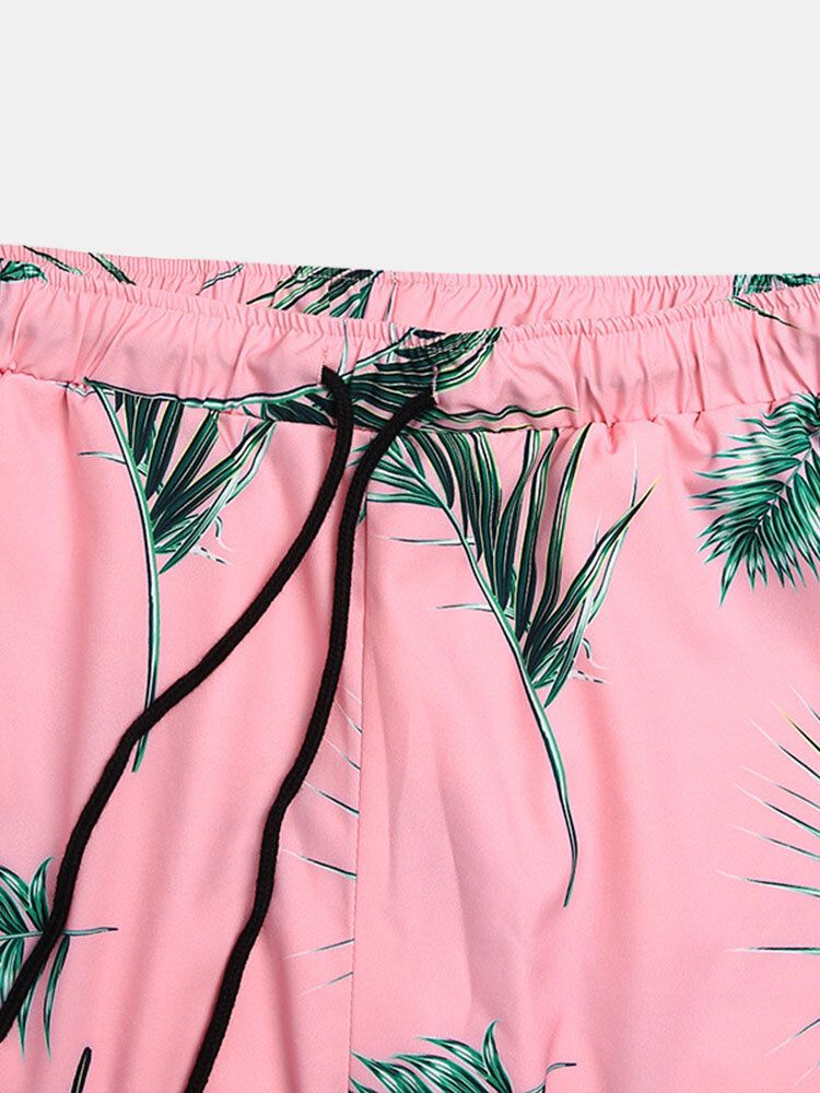 Ensembles De Chemises Décontractées De Style Vacances À Imprimé De Feuilles Tropicales Pour Hommes