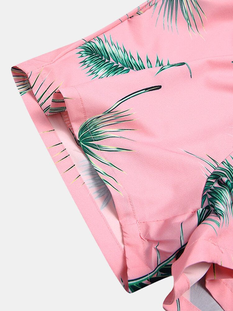 Ensembles De Chemises Décontractées De Style Vacances À Imprimé De Feuilles Tropicales Pour Hommes