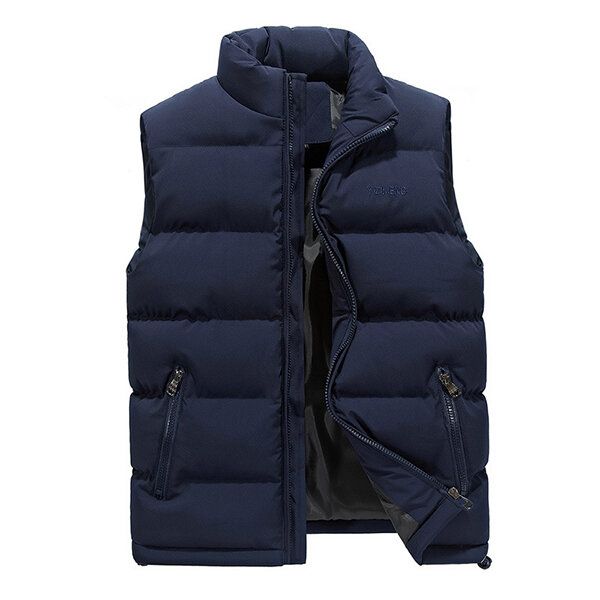 Épais Chaud Manteau Sans Manches Col Montant Inluslated Rembourré Gilet Pour Hommes Plus La Taille M-4xl