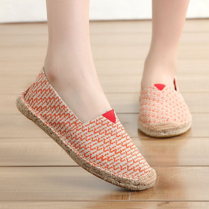 Espadrilles À Enfiler De Couleur Unie Pour Femmes Chaussures Plates De Pêcheur