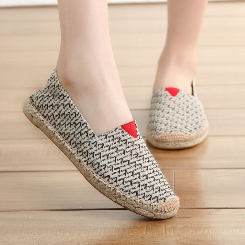 Espadrilles À Enfiler De Couleur Unie Pour Femmes Chaussures Plates De Pêcheur