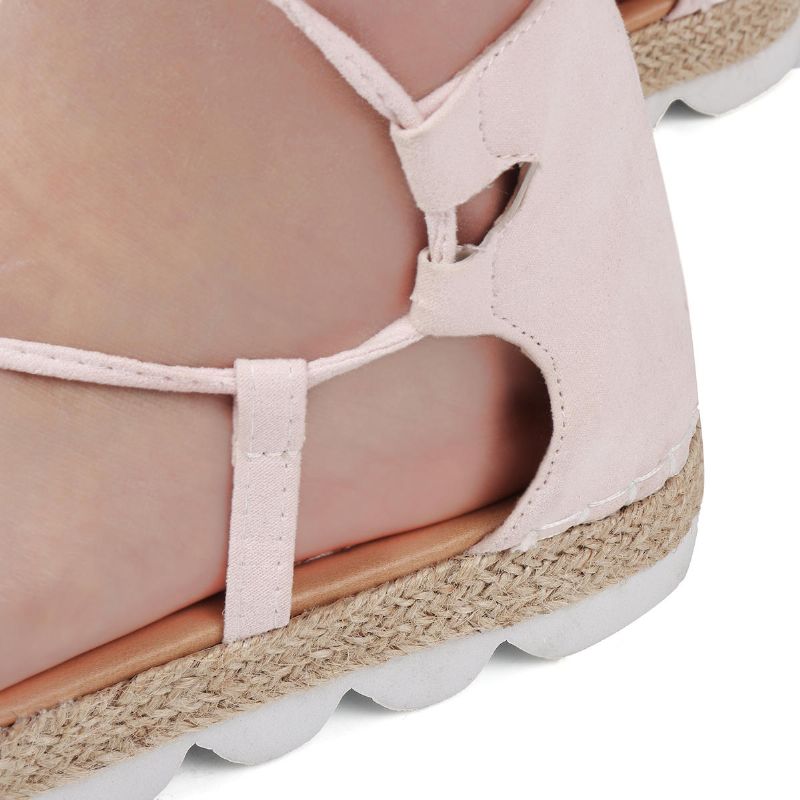 Espadrilles À Lanières Pour Femmes Grande Taille Sandales À Plateforme D'été Décontractées De Couleur Unie