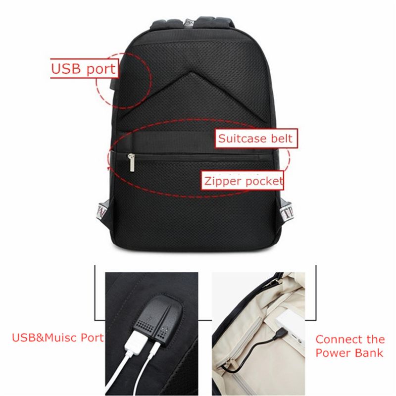 Étanche Anti-vol Femmes Usb Port Sac À Dos Ordinateur Portable Voyage École Sac À Bandoulière