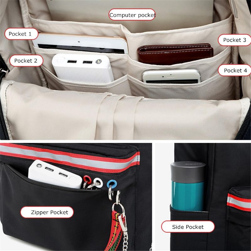 Étanche Anti-vol Femmes Usb Port Sac À Dos Ordinateur Portable Voyage École Sac À Bandoulière