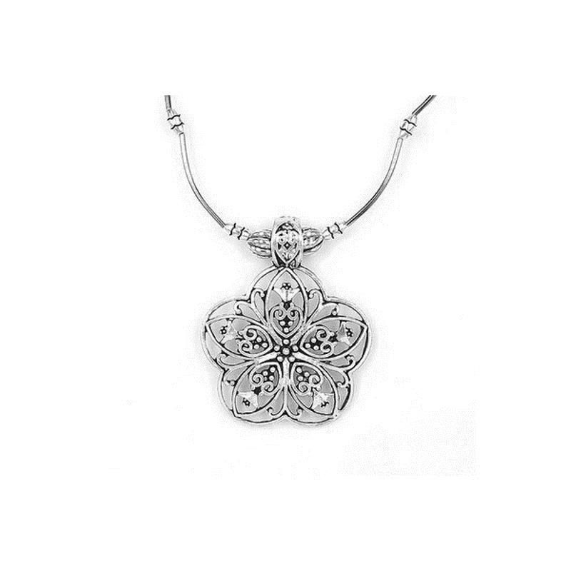 Ethnique Tibétain Creux Fleur Pendentif Collier Antique Collier En Argent Pull Collier Pour Les Femmes