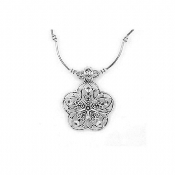 Ethnique Tibétain Creux Fleur Pendentif Collier Antique Collier En Argent Pull Collier Pour Les Femmes