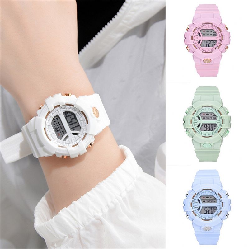 Fashion Casual Time Week Display Silicone Strap Led Digital Watch Women Watch