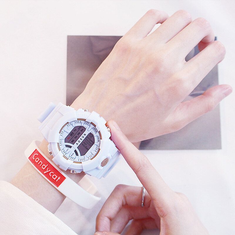 Fashion Casual Time Week Display Silicone Strap Led Digital Watch Women Watch