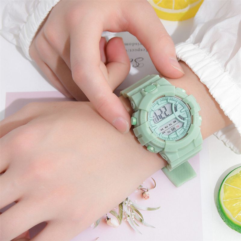 Fashion Casual Time Week Display Silicone Strap Led Digital Watch Women Watch