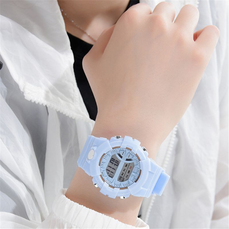 Fashion Casual Time Week Display Silicone Strap Led Digital Watch Women Watch