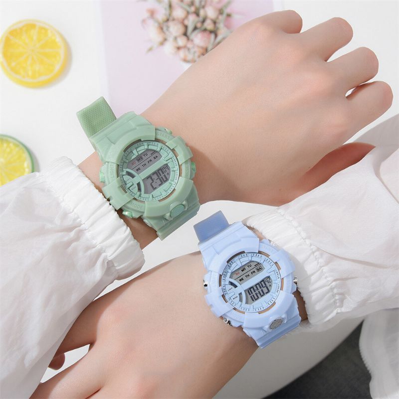 Fashion Casual Time Week Display Silicone Strap Led Digital Watch Women Watch