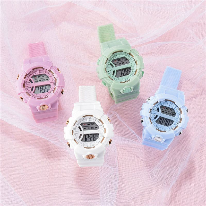 Fashion Casual Time Week Display Silicone Strap Led Digital Watch Women Watch