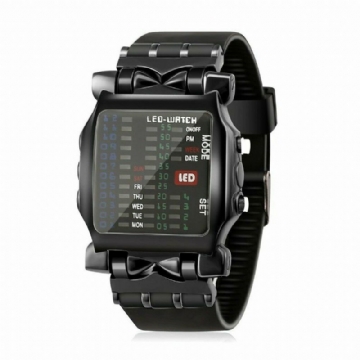 Fashion Square Style Cool Men Watch Led Time Date Week Display Colorful Light Digital Watch