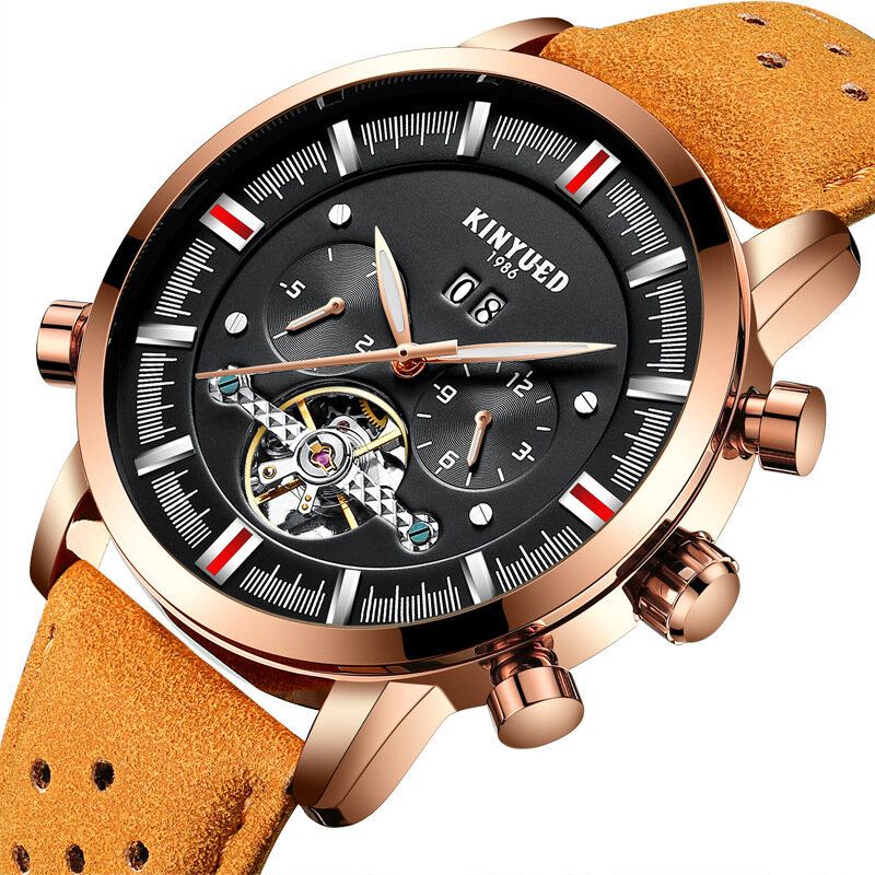 Fashion Style Brathable Leather Strap Automatic Men Business Montre Mécanique