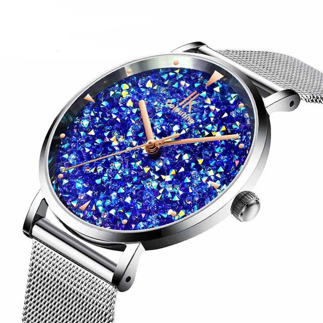 Fashion Style Gypsophila Dial Mesdames Montre Magnétique Montre À Quartz Ultra Mince