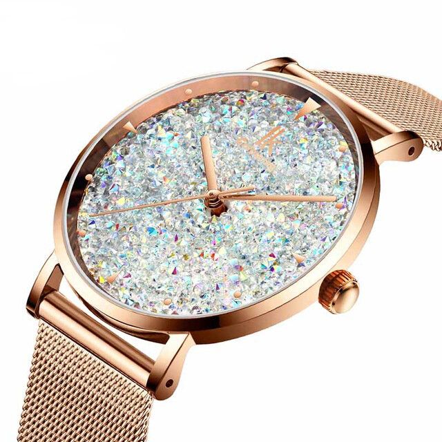 Fashion Style Gypsophila Dial Mesdames Montre Magnétique Montre À Quartz Ultra Mince