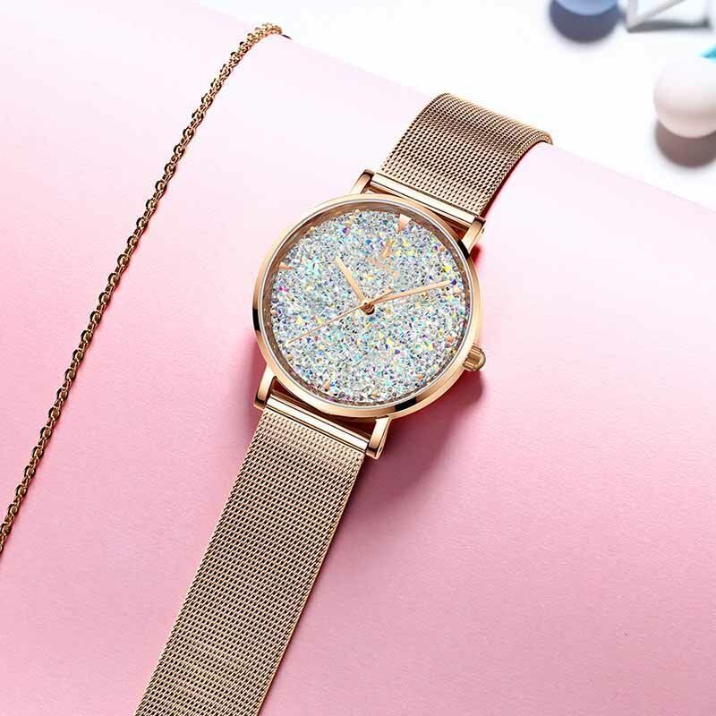 Fashion Style Gypsophila Dial Mesdames Montre Magnétique Montre À Quartz Ultra Mince