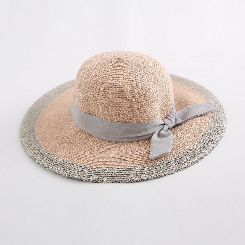 Femme Couleur Unie Coton Avec Noeud En Lin Voyage Vacances Soleil Bord De Mer Chapeau