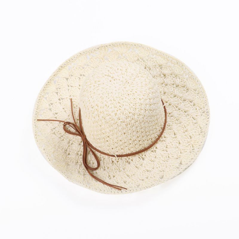 Femme Couleur Unie Large Edge Cap Travel Shade Straw Hat