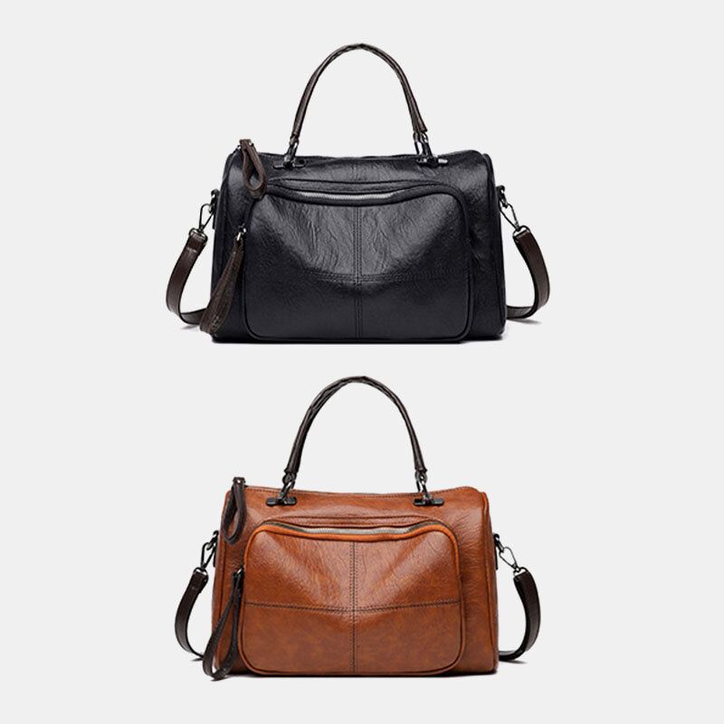 Femme Faux Cuir Vintage Antivol Grande Capacité Fourre-tout Sac À Main Sac À Bandoulière