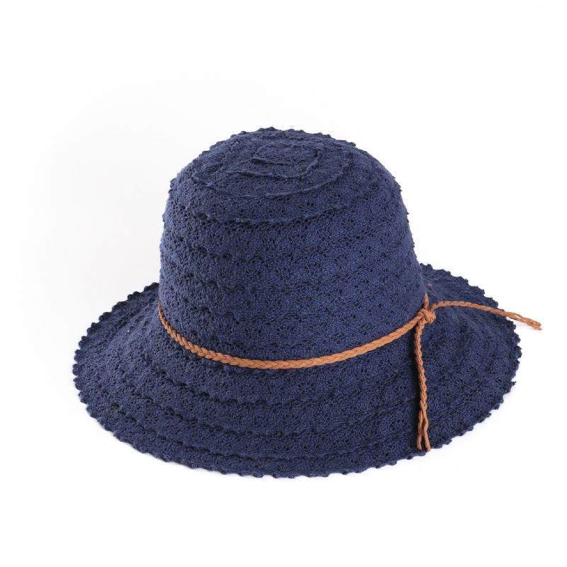 Femme Multicolore Ajouré Pétale Motif Été Crème Solaire Tissé Chapeau De Paille