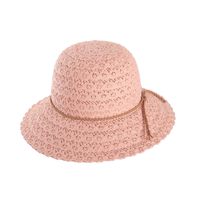 Femme Multicolore Ajouré Pétale Motif Été Crème Solaire Tissé Chapeau De Paille