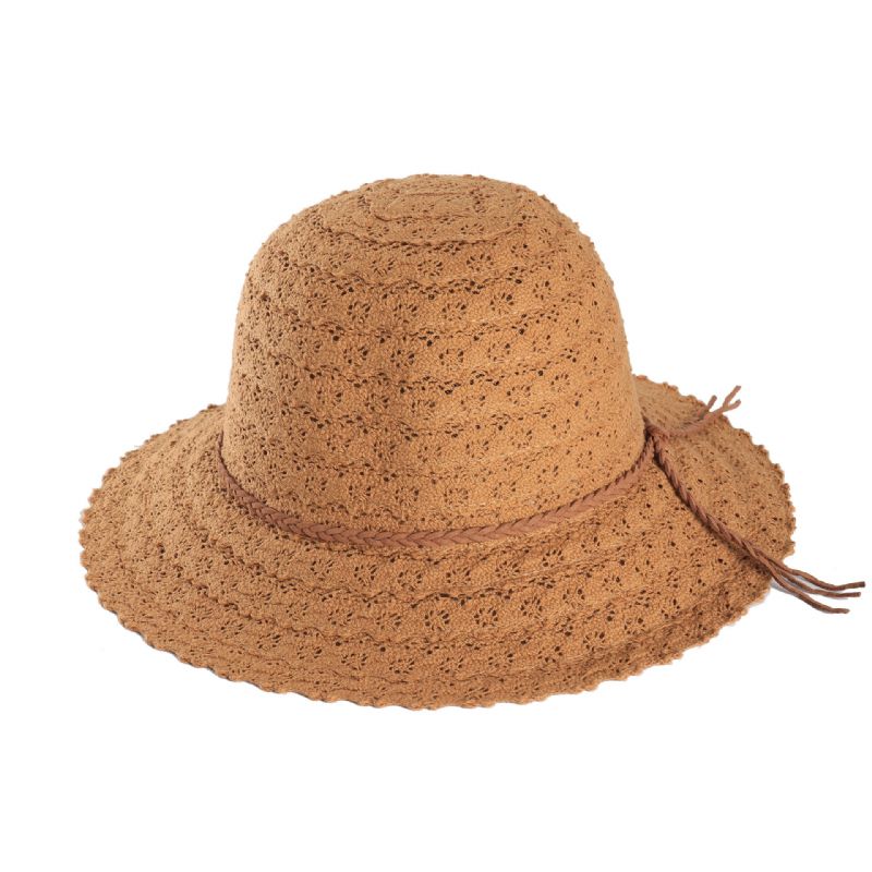 Femme Multicolore Ajouré Pétale Motif Été Crème Solaire Tissé Chapeau De Paille