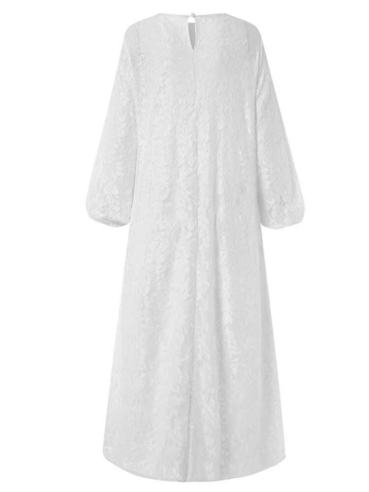 Femmes 100% Coton Abaya Kaftan Dentelle Patchwork Casual Robe Midi De Mariage