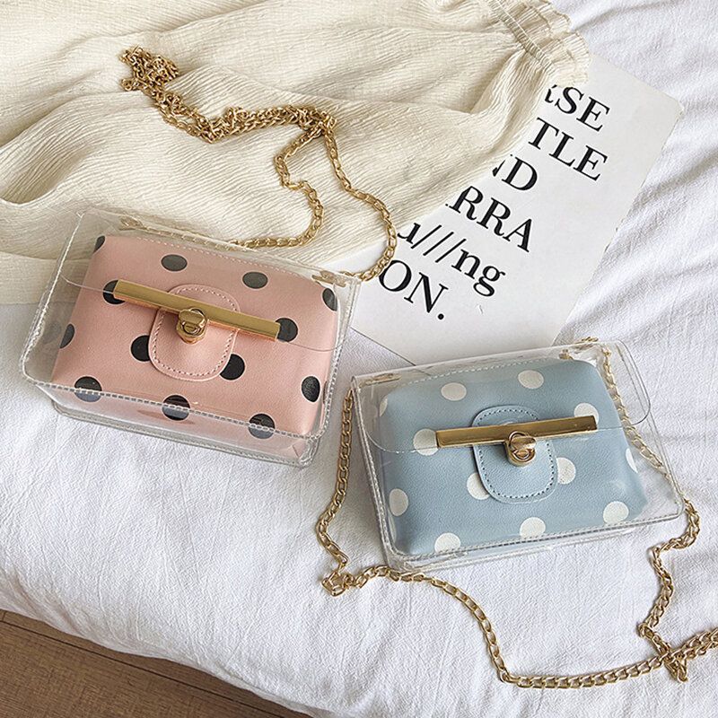 Femmes 2pcs Dot Chains Pvc Crossbody Bag