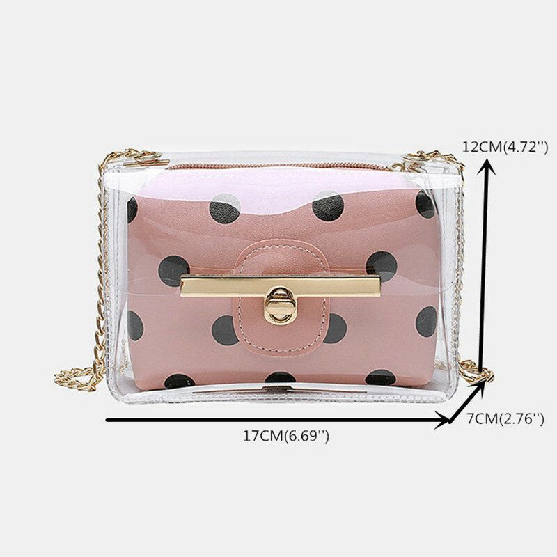 Femmes 2pcs Dot Chains Pvc Crossbody Bag