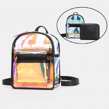 Femmes 2pcs Transparent Jelly Multi-carry Mini Sac À Dos Sac À Bandoulière Sac À Main