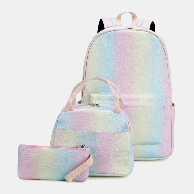 Femmes 3pcssuits Grande Capacité Dégradés De Couleurs Imperméables Sac À Dos Cartable