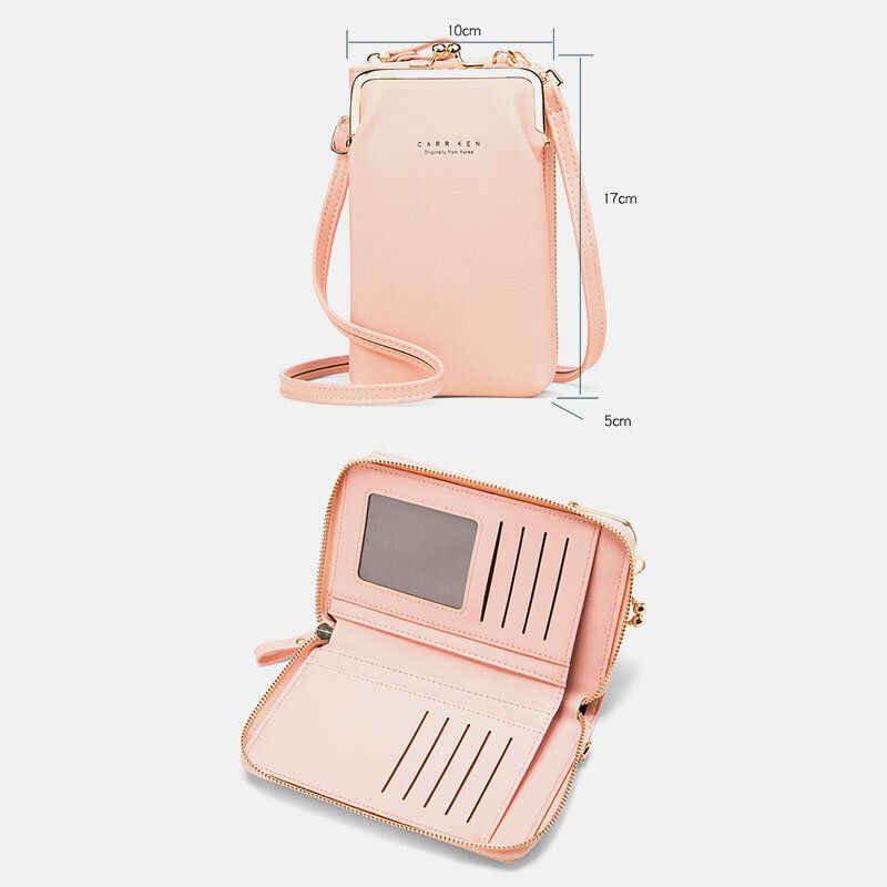 Femmes 9 Fentes Pour Cartes Sac De Téléphone Sac À Bandoulière Solide Sac À Bandoulière