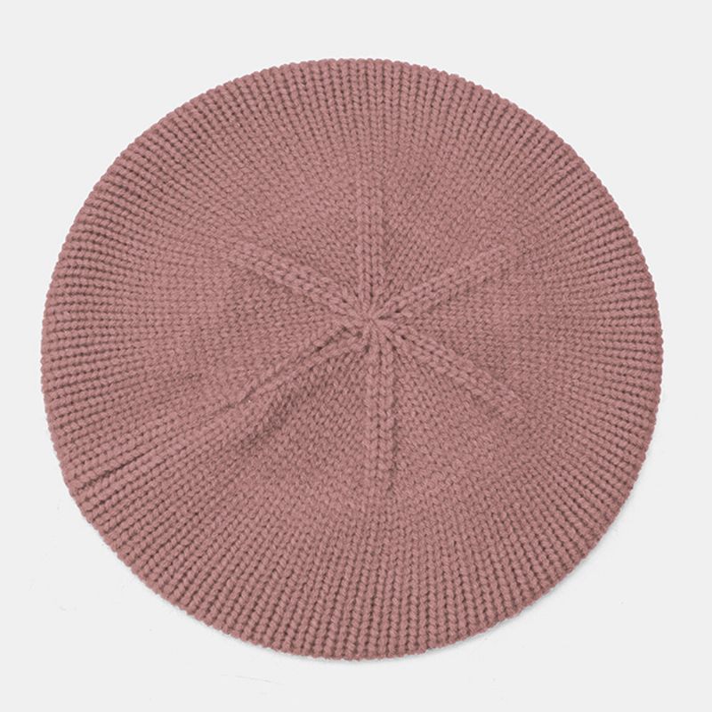 Femmes Acrylique Lettre Patch Automne Hiver Chaud Sauvage Béret Casquette Décontracté Élastique Réglable Tricoté Chapeau