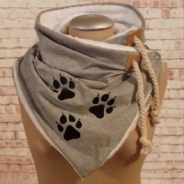 Femmes Animal Paws Pattern Épais Décontracté Chaud Réglable Neck Wrap Scarf