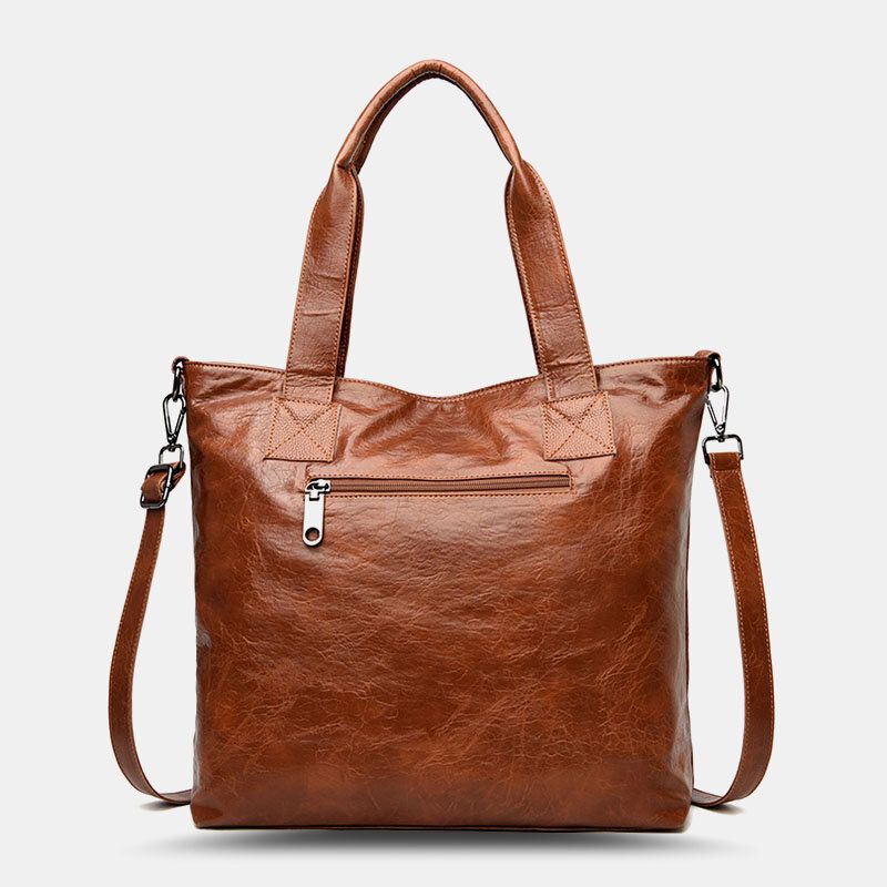 Femmes Anti-vol Avant Poche À Glissière Grande Capacité Sac À Bandoulière Multi-poches En Cuir Véritable Sac À Main Sac De Messager