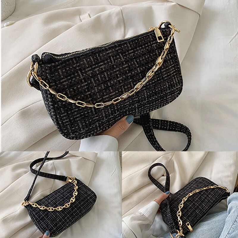 Femmes Argyle Fashion Chains Casual Sac À Bandoulière En Pu