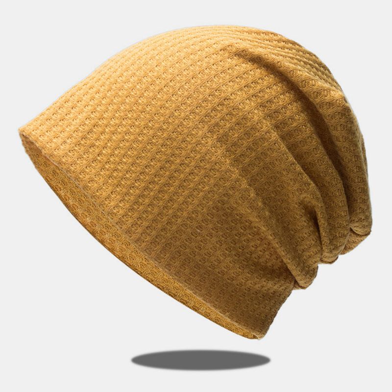 Femmes Automne Hiver Chaleur À Carreaux Motif Tricoté Chapeau Baotou Chapeau Doux Respirant Élastique Réglable Bonnet Chapeau Bonnet Chapeau