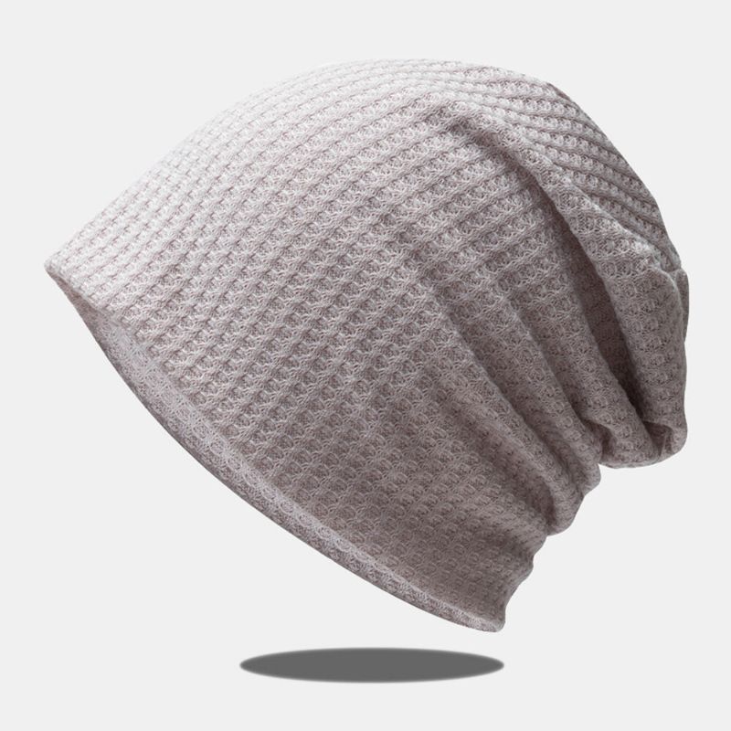 Femmes Automne Hiver Chaleur À Carreaux Motif Tricoté Chapeau Baotou Chapeau Doux Respirant Élastique Réglable Bonnet Chapeau Bonnet Chapeau