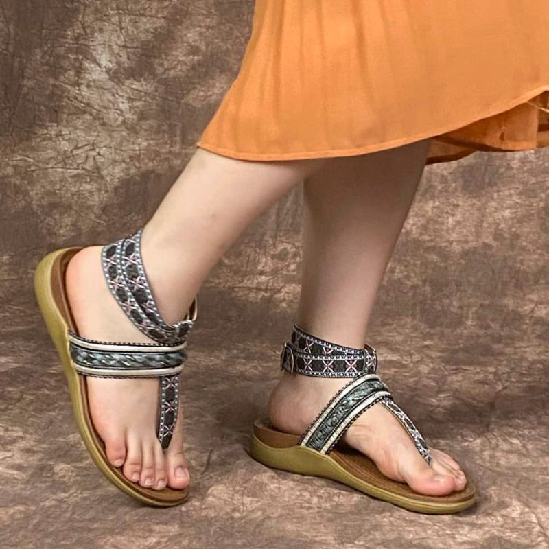 Femmes Bohême Bride À La Cheville Clip Toe Semelle Souple Casual Sandales Plates