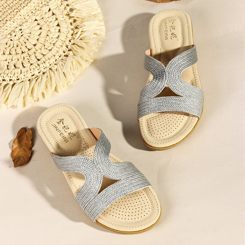 Femmes Bohême Weave Cut-out Casual Comfy Wearable Wedges Sandals