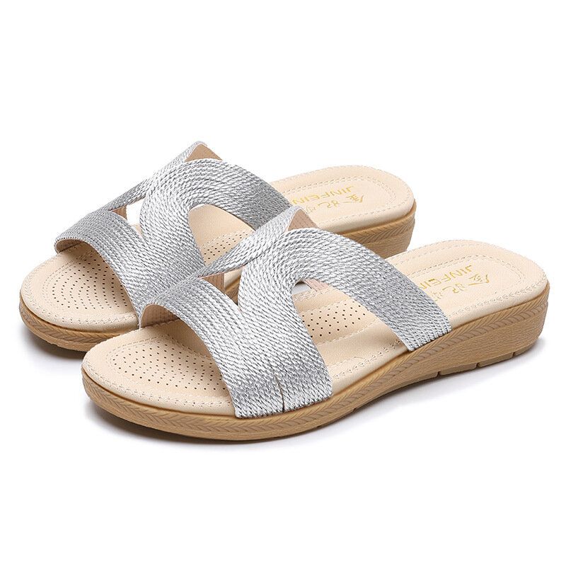 Femmes Bohême Weave Cut-out Casual Comfy Wearable Wedges Sandals