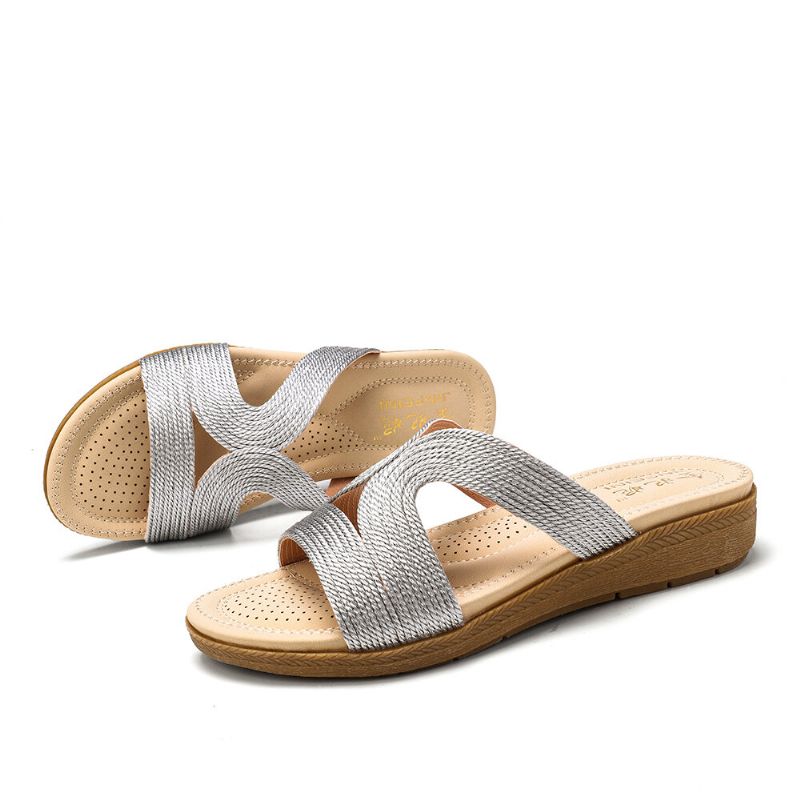 Femmes Bohême Weave Cut-out Casual Comfy Wearable Wedges Sandals