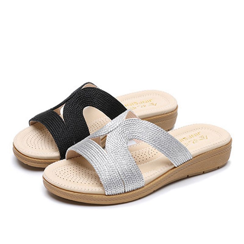 Femmes Bohême Weave Cut-out Casual Comfy Wearable Wedges Sandals