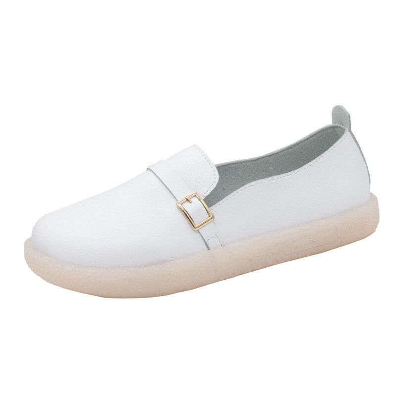 Femmes Boucle Légère Couleur Unie Doux Slip On Casual Comfy Flats