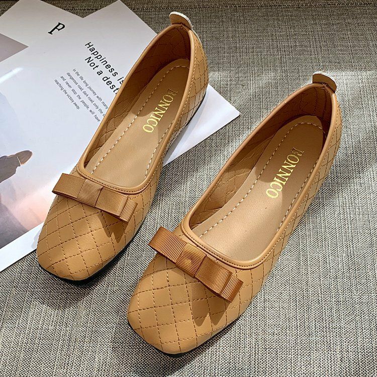 Femmes Bow Decor Comfy Square Toe Soft Sole Casual Slip On Mocassins