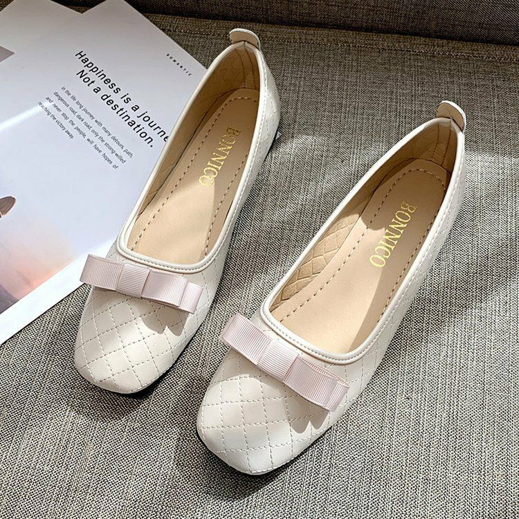 Femmes Bow Decor Comfy Square Toe Soft Sole Casual Slip On Mocassins