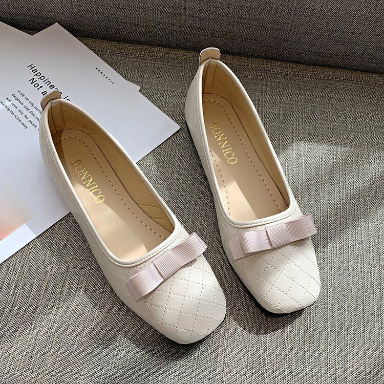 Femmes Bow Decor Comfy Square Toe Soft Sole Casual Slip On Mocassins