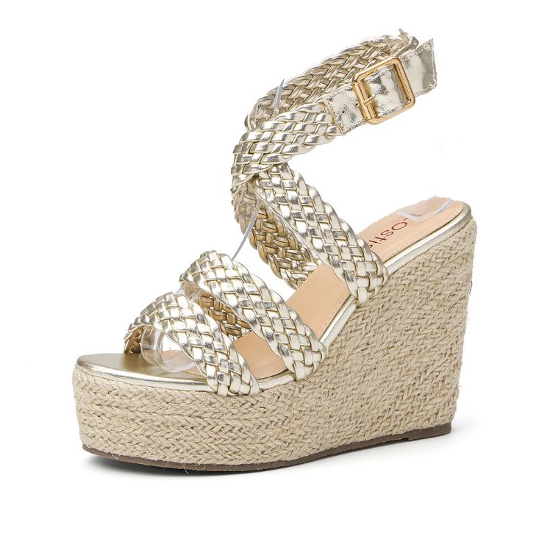 Femmes Braid Strap Espadrille Slingback Platform Sandals