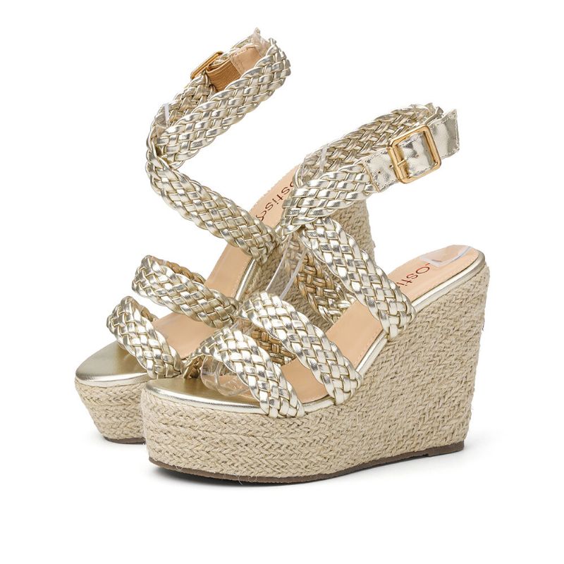 Femmes Braid Strap Espadrille Slingback Platform Sandals